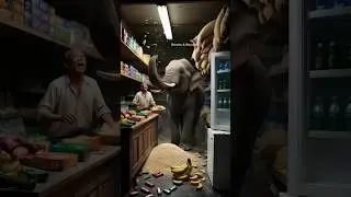 Wild Elephant Breaks Into Shop: Customers in Shock! #shorts