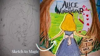 Sketch to Magic: Painting Alice in Wonderland in Watercolors #disneyfanart #watercolorart 