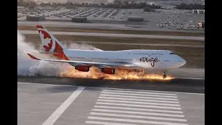 Dangerous Emergency Landing! Air Canada Rouge 747 Struggles With Landing Gear at Vancouver airport