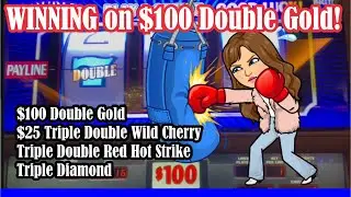 🔴 WINNING ON $100 Double Gold Slot Machine! PLUS MORE High Limit Slot Videos LIVE from VEGAS! 💰