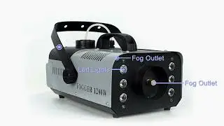 U'King 1200W Fog Machine 6LEDs Remote Fogger Ejector Disco