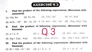 Ex 8.3 Q 3 | Find The Product | Binomial With Binomial |حاصل ضرب| Math class 7 | Sindh Text Book |