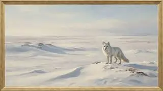 Arctic Fox Winter Landscape | Framed Art TV Wallpaper 4K | Oil Painting | 2 Hours