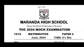 MATHS PAPER 2 SECTION 2 KCSE 2024 PREPARATION