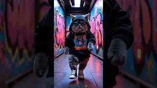 A cute cat is wearing black and brown colour clothes ||