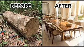Raw Tree Turned Into Luxury Furniture | Satisfying Wood Factory Process