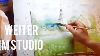 Aquarell Malerei Landschaft live Zeitraffer watercolor Landscape painting timelaps speedpainting