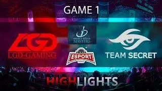 Dota 2: LFY vs Secret | Perfect World Masters | Game 1 | Highlights | 24.11.2017