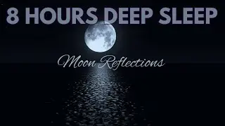 8 Hours Deep Sleep Relaxation | Black Screen | Full Moon Reflections on Waves | Night Ambience