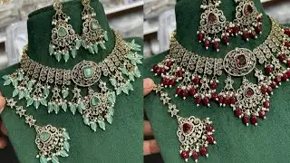 Latest Stone Choker Necklace Set | Premium Wedding Jewellery Collection #jewellery #jewelry #viral 