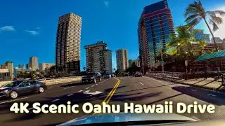 [4K] Oahu Hawaii Scenic Driving Tour - Waikiki & Honolulu