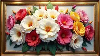 Gold Framed Flower Art Screensaver | Wallpaper Background 4k Flower Arrangement | 3D Art For Tv
