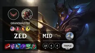 Zed Mid vs Galio - NA Grandmaster Patch 12.2