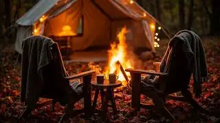 Cozy Autumn Campfire Glow 🍂 | Forest Evening with Crackling Fire & Gentle Warmth