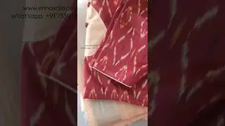Linen Cotton and contrast ready to wear pattern blouse | WhatsApp +91 73391 57976