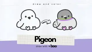 How to Draw and Color PIGEON 🕊️🕊️ cute animal art  | very simple drawing for kids | DRAW WITH BOO