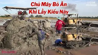 Đem 2 Máy Ủi Ủi Mã Kéo,Lôi Máy Cày Mắc Lầy Gần 1 Cây Số Vô Bờ.