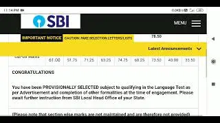 sbi apprentice selected..ur cutoff=74.75