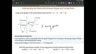 Maximum number of turning points for polynomial functions