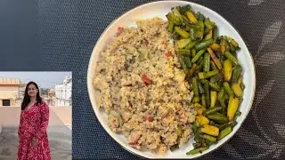 Simple lunch ideas for losing weight|healthy tasty and filling|daliya Upma and beans shallow fry