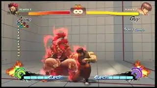 SSFIV: AE 2012 - Guy - Option Select Run on Akuma and Evil Ryu