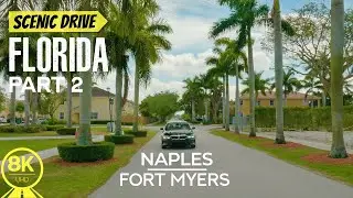 8K Scenic Roads of Coastal Florida - Sunny Day Car Trip from Naples to Fort Myers - #2 (Rear View)