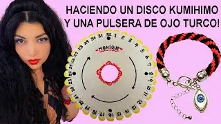 DISCO KUMIHIMO Y UNA PULSERA DE OJO TURCO DE DOS COLORES ROJO Y NEGRO, HACIENDO TU MISMA EL DISCO