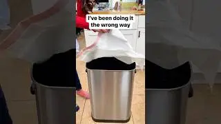 Easy way to put in a trash bag  #trash #trashbags #kitchentips #cleaning