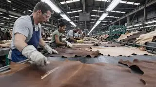 Inside the Cowhide Leather Factory - From Raw Hide to Luxury Furniture (Full Process)