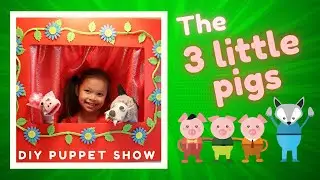 DIY Puppet theatre for kids| 3 little pigs and big bad wolf sock puppets | fun puppet show