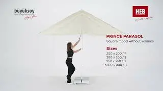 B&uuml;y&uuml;ksoy Şemsiye - HEB Parasol -  PRINCE PUSH UP PARASOL ETEKSIZ DORTGEN