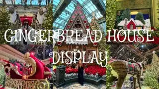 BEAUTIFUL GINGERBREAD HOUSE AND SANTA SLEIGH WITH REINDEER DISPLAY AT BELAGIO LAS VEGAS | NOV 2024