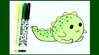 How to draw a cute dinosaur #tinyartist #drawing #video 