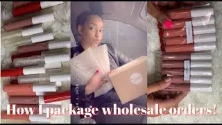 Package a wholesale lipgloss order with me|Entrepreneur life