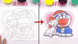 Doraemon Christmas Sand Art 🎄 | Satisfying No Talking Coloring (4 Minutes)