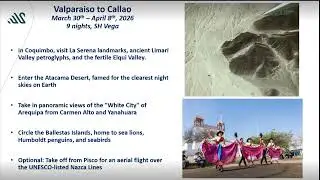 Webinar Photojournalism Tour at Sea voyage. | Atacama Desert | Arequipa | Callao Swan Hellenic