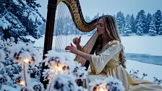 Golden Harp in the Snow ✨ Cozy Winter Melodies & Soft Snowstorm Ambience for Focus, Study & Zen