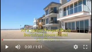 Ad # 332545 Newport Beach Beachfront House Rental 5 br