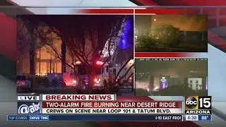 Two-alarm fire burning near North Phoenix hotel