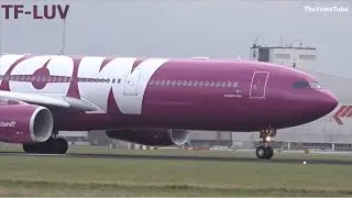 WOW Air - Airbus A330-300 - Very windy takeoff at AMS (TF-LUV)