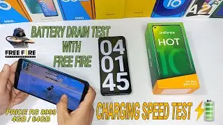 Infinix hot 10  battery drain test Free Fire / Charging speed test with box charger