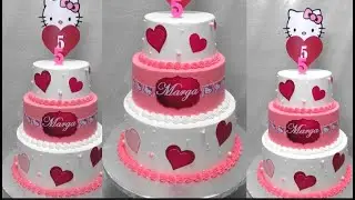Ang pinagka-iba sa whipped cream at boiled icing frosting || 3 tier hello kitty cake tutorial