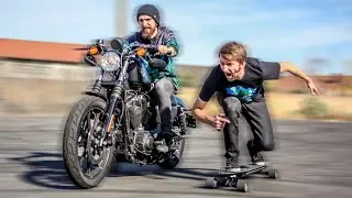 The World’s Fastest Electric Skateboard VS a Harley Davidson Motorcycle
