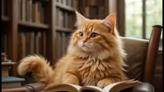 Cute fluffy book lover 🐈 hit the mosquito while reading book #cute cat