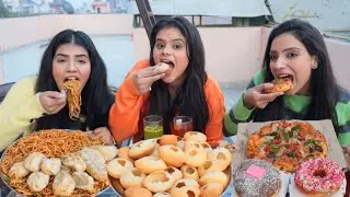Spicy Chowmein, Momos, Golgappa, Donuts and Pizza Challenge | Cheap Food Vs Normal Vs Expensive Food