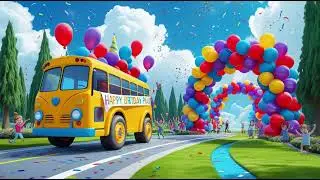Wheels on the Birthday Bus to Balloon Parade Plaza | Nursery Rhymes & Kids Songs