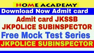 JKPOLICE JKSSB Subinspector admit card direct link to download