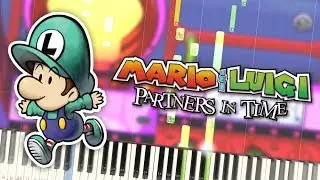 Mario & Luigi Partners in Time - Vim Factory Theme Piano Tutorial Synthesia