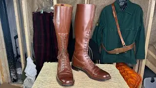 RCMP Tall brown boots. With Lacing Demo