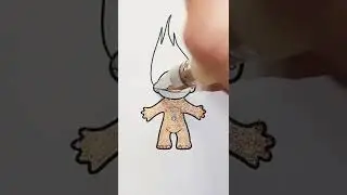 Coloring in a troll with glitter gel pens #coloring #trolls #shorts